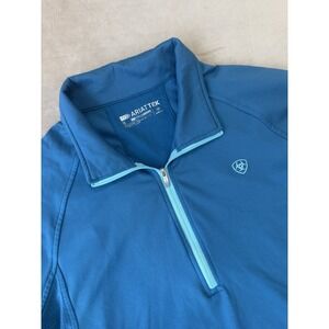 ARIAT TEK Womens Medium Teal Blue Print 1/4 Zip Cold Series Long Sleeve Pullover